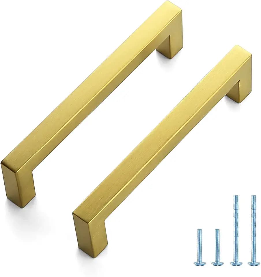 JOY DECOR Gold Cabinet Handles Square Cabinet Pulls, 5 Inch CC, 20 Pack