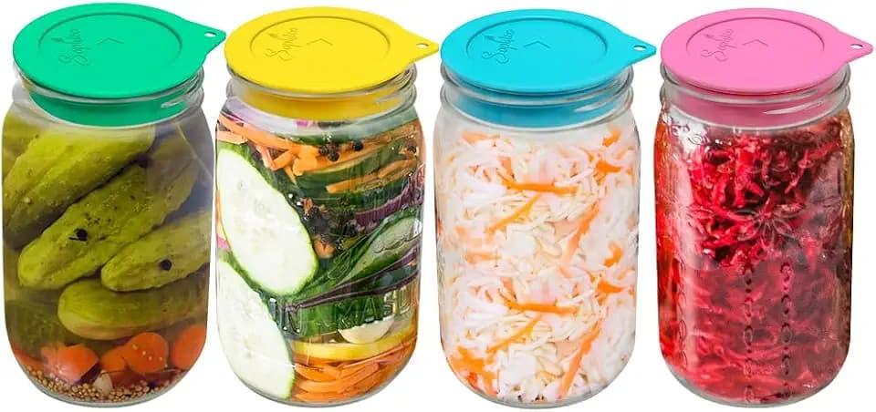 SOPHICO Silicone Airlock Ferment Lids Pickle Kit for Wide Mouth Mason Jar