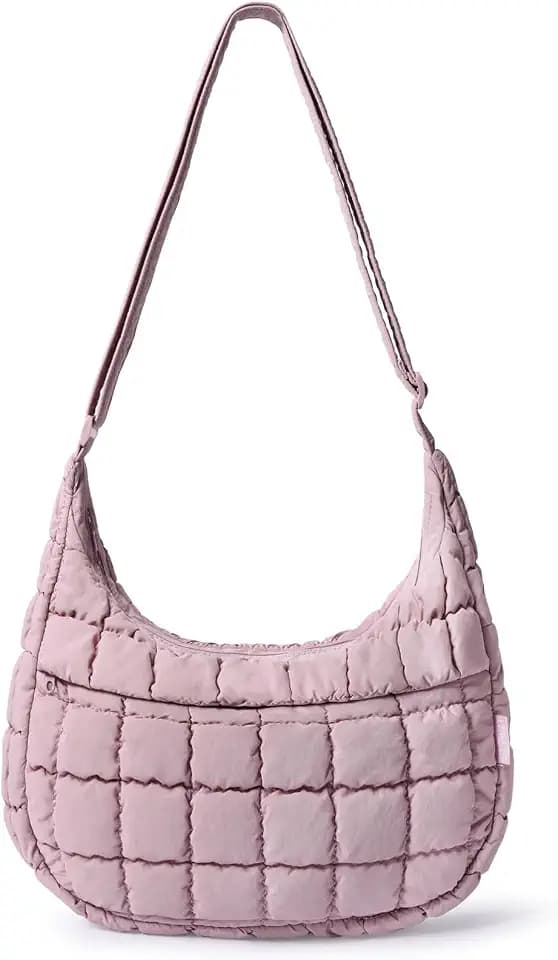 Puffer Crossbody Hobo Bag for Women Nylon Quilted Purse Lightweight Shoulder Handbag with Adjustable Strap