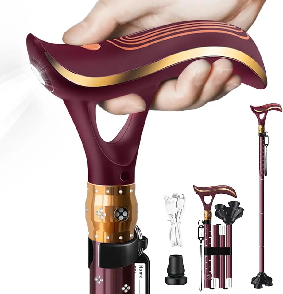 Folding Cane High-end Walking Cane for Men Women with Alarm&Light