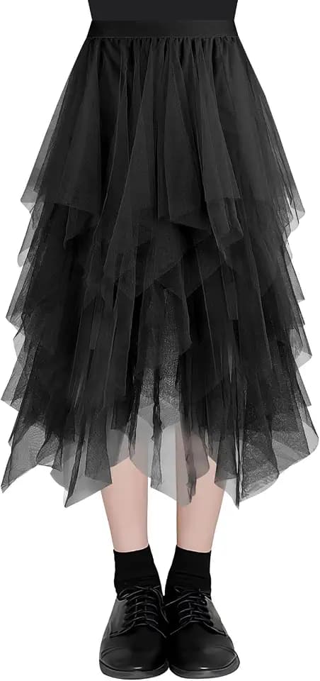 AUYAO Damen Tüllrock Klassisch Mittellanger Ballett Tutu Rock Unregelmäßige