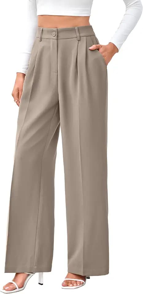 FUNYYZO Wide Leg Dress Pants for Women Work Slacks Business Casual Outfits