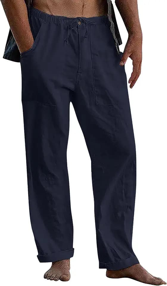 LVCBL Leinenhose Herren Sommerhose Herren mit Elastischem Bund