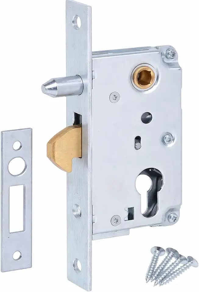 Hakenschloss 72/40 für Schiebetor & Gartentor, Einsteckschloss mit Hakenfalle, Dornmaß 40 mm, Entfernung 72 mm, verzinktes Metall, Schiebetürschloss für Metalltor Eingangstor