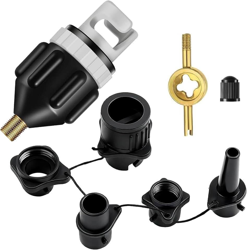 SUP Adapter für Kompressor Sup Pumpe Adapter mit 4 Stück Gasdüse Pumpenadapter Schlauchboot Ventiladapter Luftpumpe für Kajak, Stand up Paddling Board, Aufblasbares Bett