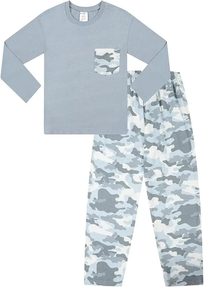 ThePyjamaFactory Jungen Grün Tarnung Langer Baumwolle Schlafanzug