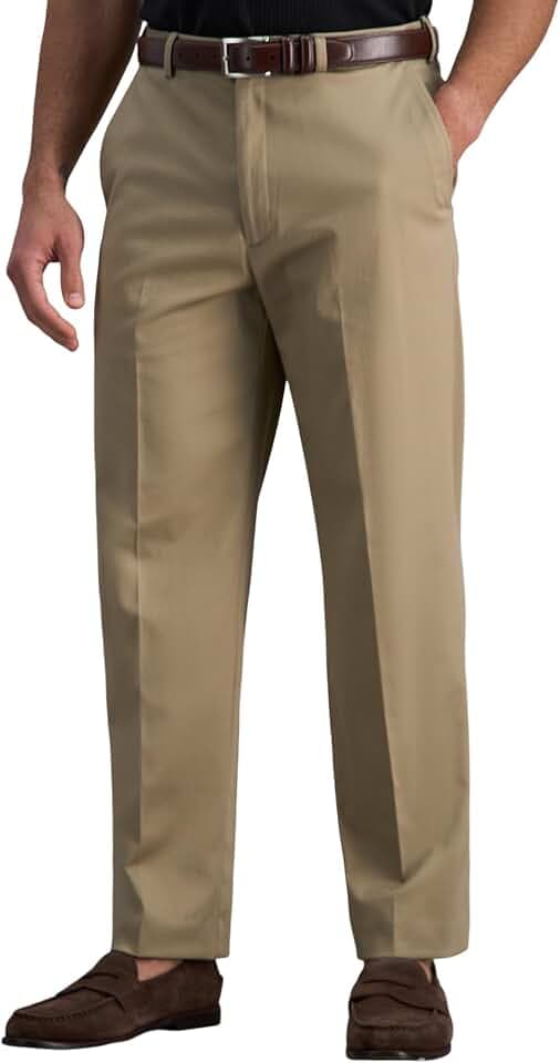 Haggar Herrenhose, Bequeme, gerade Passform, Flache Vorderseite, Normale und große Größen
