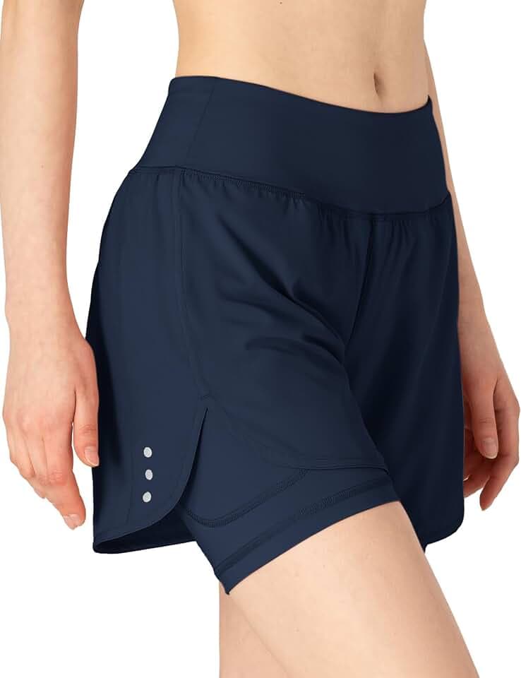 donhobo Damen Sommer Sport Shorts 2 in 1 Schnell Trocknend Laufshorts Fitness Yoga Jogging Sport Shorts