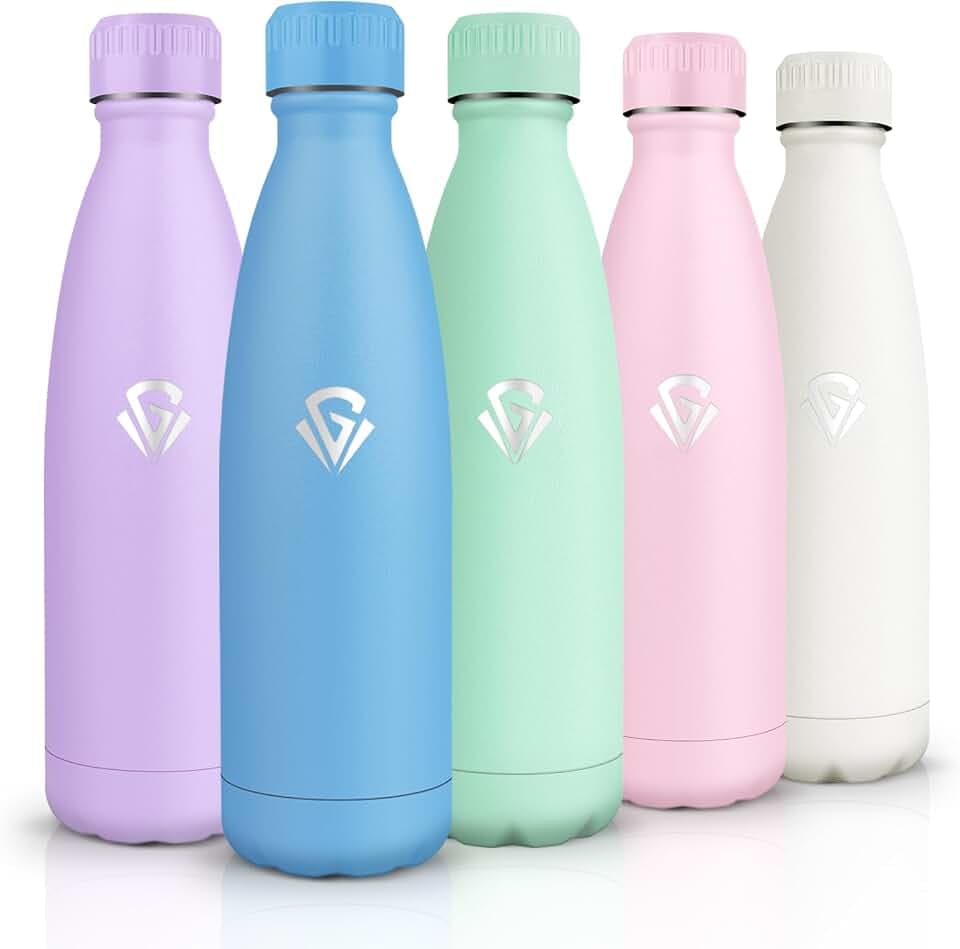 HoneyHolly Trinkflasche Edelstahl, 500ml BPA-frei, Thermosflasche, 18/8 Edelstahl, Wasserflasche Kinder, Doppelwandig Vakuumisoliert, Thermoskanne für Schule, Outdoor, Camping, Picknick