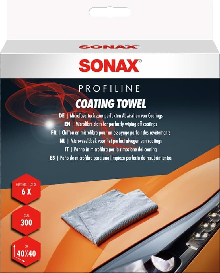 SONAX Coating Towel (6 Stück) | weiches Mikrofasertuch zur sanften Entfernung von Politur- oder Versiegelungsrückständen