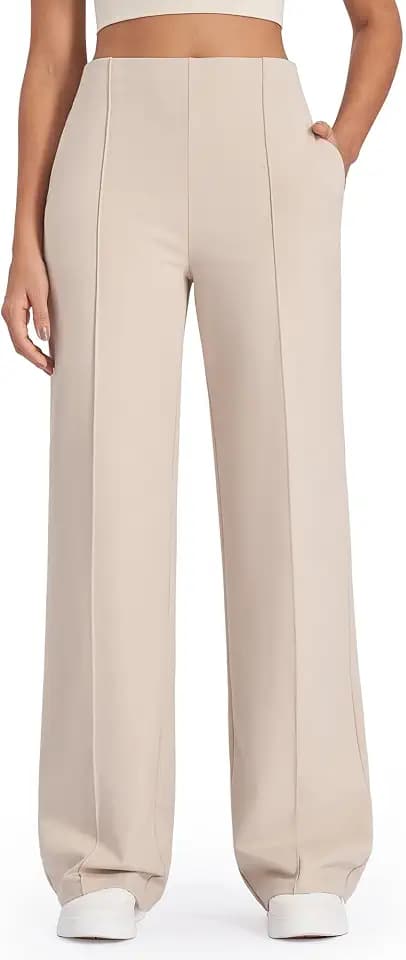G4Free Weite Yogahose Damen mit Taschen Hohe Taille Stretch Sporthose Business Casual Arbeitshose Anzughose Petite/Regulär/Tall