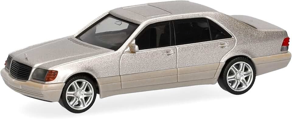 Herpa Modellauto Mercedes-Benz 600 SEL V12 mit Brabus-Felgen, rauchsilber metallic, Miniatur im Maßstab 1:87, Sammlerstück, Made in Germany, Modell aus Kunststoff