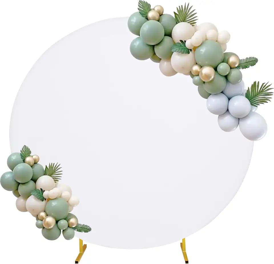 6.6FT Round Spandex Fitted Wedding Arch Cover for Circle Arch Stand, Thick Spandex Fabric Adjustable Round Arch Backdrop Cover for Wedding Birthday Party Baby Bridal Shower Decor（White）