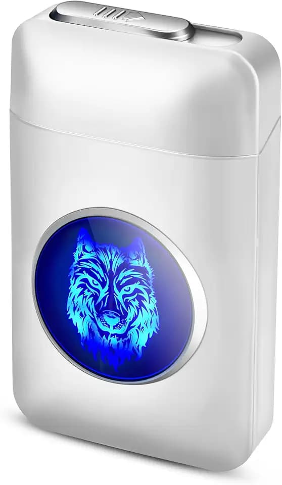 lafagiet XL666 Zigarettenetui mit Feuerzeug,18 Stück 84mm King Size Zigaretten Kapazität,LED-Bildschirm, Vatertagsgeschenke für Männer Papa