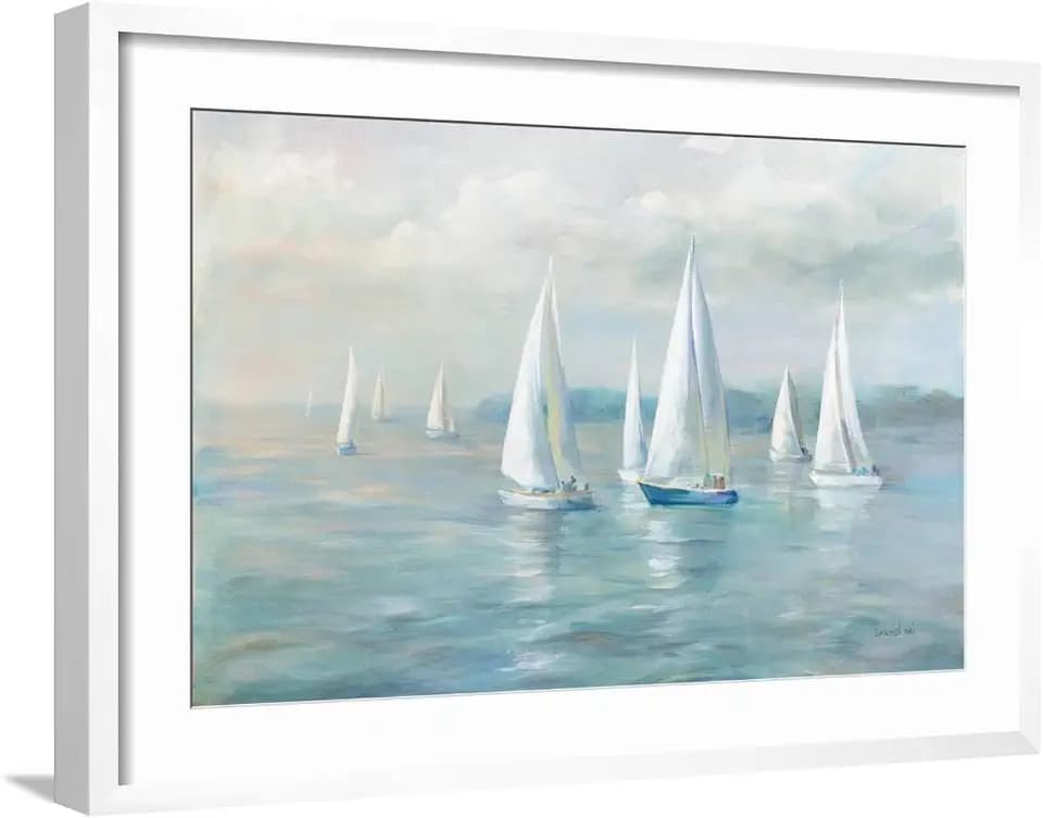 ART.COM Wall Art Print Setting Sail Crop on White Frame by Danhui Nai, 29" x 21"
