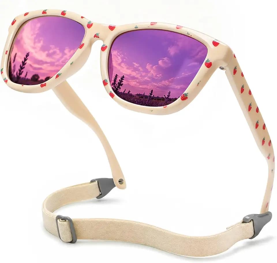 SEKKAF Polarized Baby Sunglasses for Boys Girls with Strap,UV400 Flexible Sun Glasses Toddler Infant Newborn Age 0-24 Months