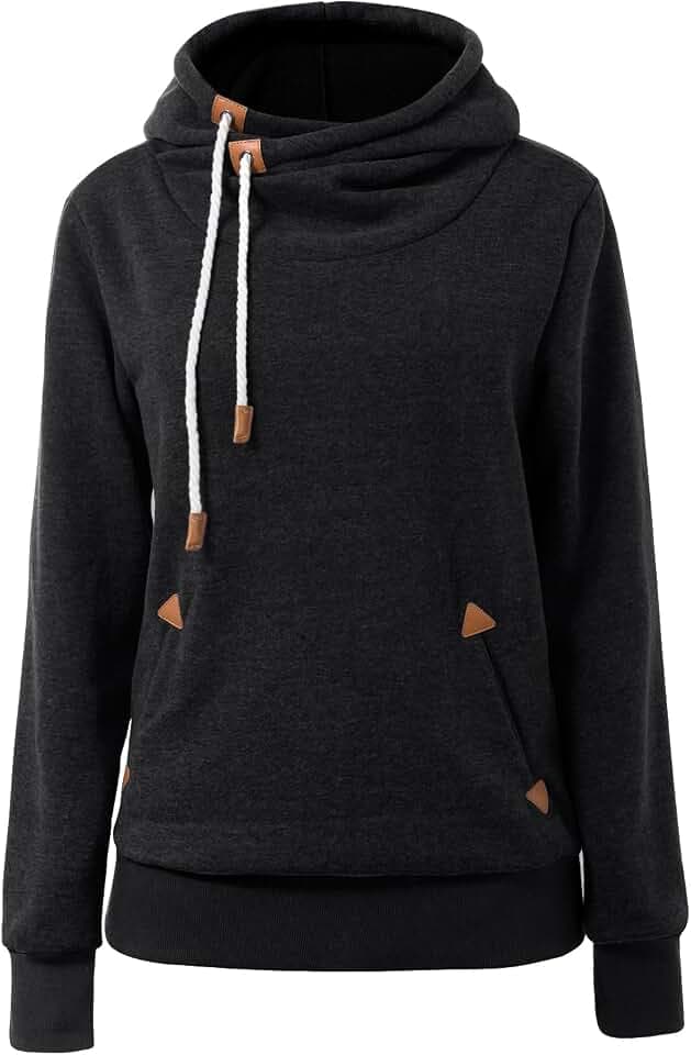 Cindeyar Damen Hoodie Winter Pullover Kapuzenpullover Langarm Baumwoll Mischung Warmer Sweatshirt Kapuzenjacke(107-Schwarz,S)