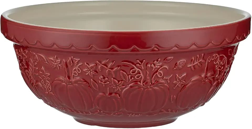 Mason Cash In the Pumpkin Patch S18 Rührschüssel, Cranberry, Steingut, 2,85 l, geprägtes Kürbis-Design
