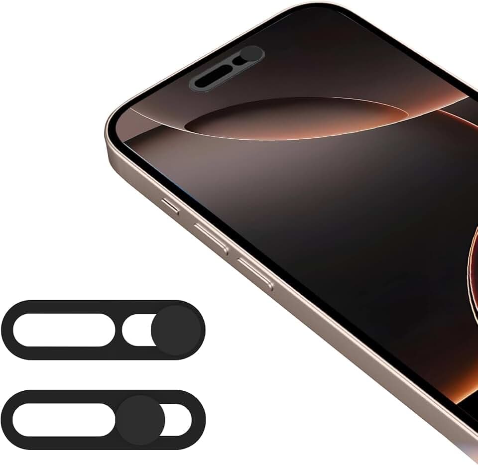 Front Camera Cover Compatible for iPhone 16/16Plus/16Pro/16Pro Max/15/15Plus/15Pro/15Pro Max/14Pro/14Pro Max,Webcam Cover Protect Privacy and Security,Not Affect Face ID, 2 Pack-Black