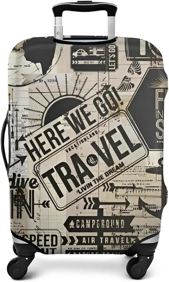 Travel Luggage Cover - Here we go Travel, Fit 18-20 Inch Luggage