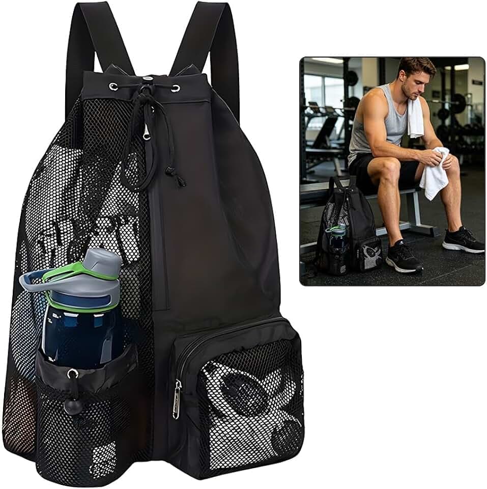 Schwimmtasche, Mesh Kordelzug Rucksack, multifunktionaler Sport-Rucksack, für Schule, Fitnessstudio, Sport, Reisen, Schwimmen
