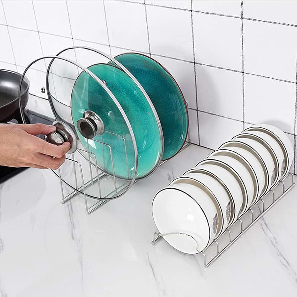 Small Bowl Drainer,Stainless Steel Bowl Drying Rack for Kitchen Counter Organizer Storage, Storage Shelf, Chrome (1 Dish Rack and 1 Bowl Rack)