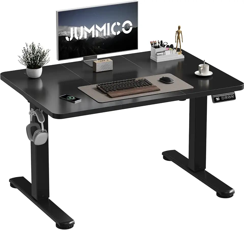 JUMMICO HöHenverstellbarer Schreibtisch 100 x 60 cm Standing Desk Elektrischer Schreibtisch Höhenverstellbar mit Memory-Funktion,Schwarz