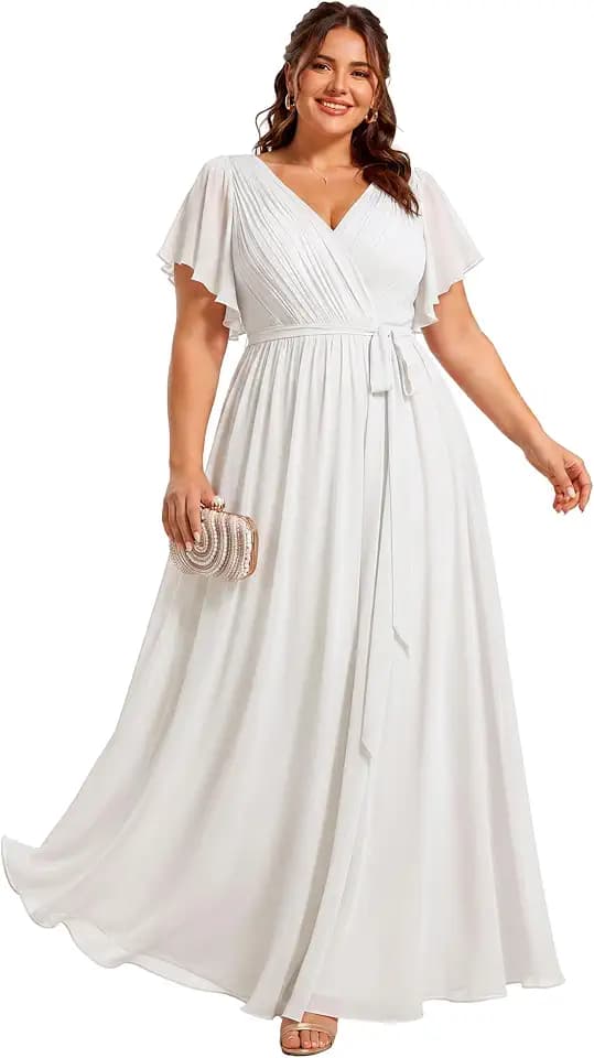 Ever-Pretty Plus Women's Chiffon Maxi Plus Size Formal Bridesmaid Dresses