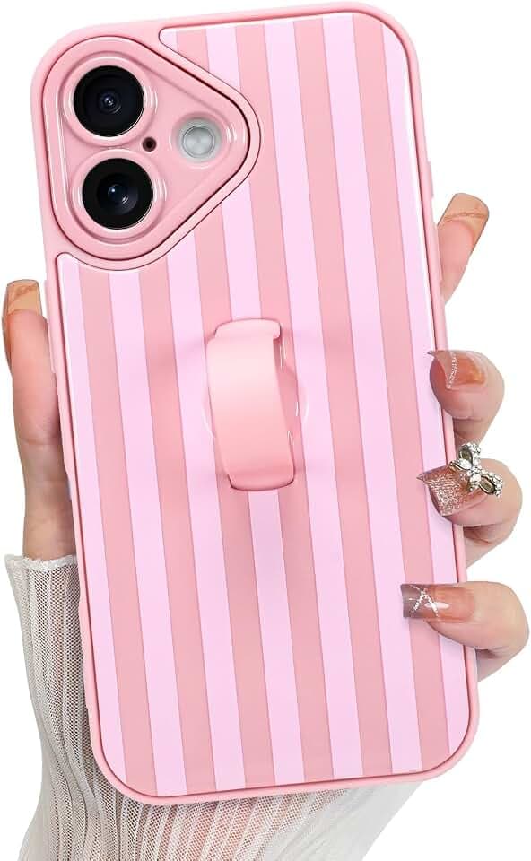 KANGHAR Compatible with iPhone 17 Case 2025 Stripes -Pink