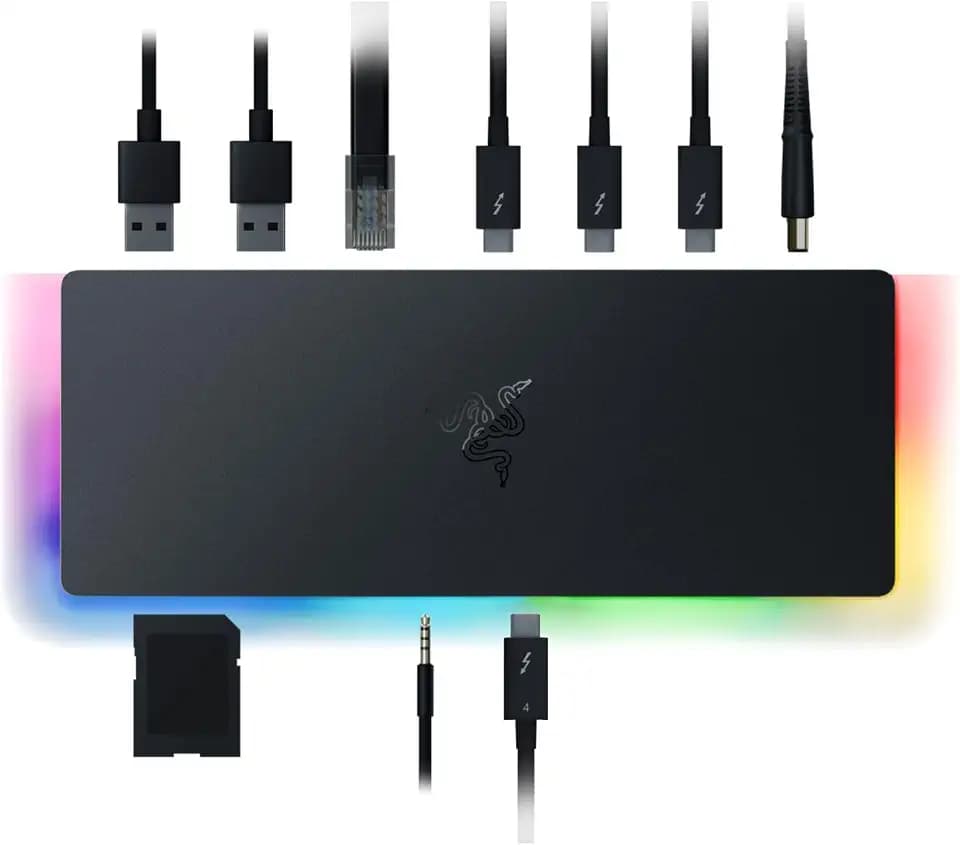 Razer Thunderbolt 4 Dock, 10 Ports, USB-A, USB-C, 2.5 GbE, Black