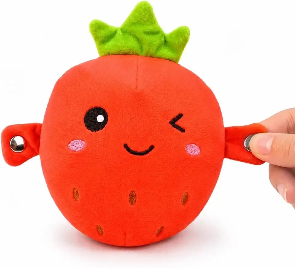 Strawberry Plush with Tap-Activated Sound, Soft Squeezable