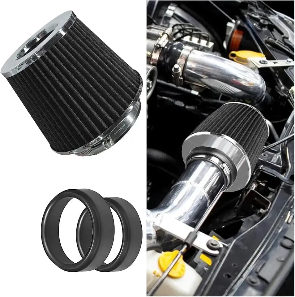 LAINLOY Universal Clamp-On Air Intake Filter for Cars, 76 89 102MM, Black