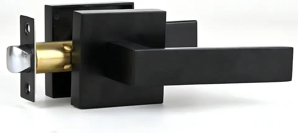 Passage Function Matte Black Keyless Interior Heavy Duty Door Lever Handle with Modern Slim Square Rosette for Hallway,Corridor,Closet,Pantry,Laundry (Matte Black, Passage Function)