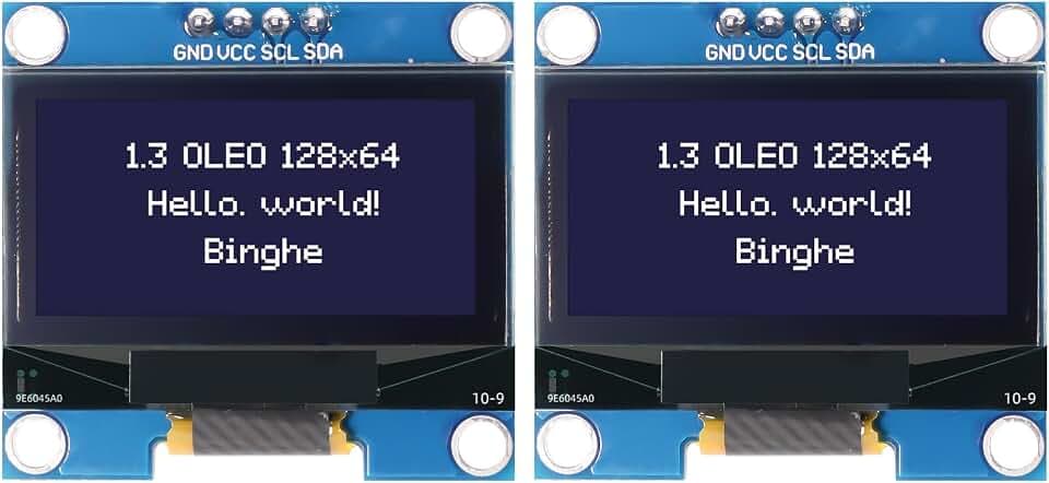 Binghe 1,3 Zoll OLED Display Modul I2C - 2 Stück mit 1106 Chip, 128x64 Pixel, Weiße Zeichen, Kompatibel mit Arduino und Raspberry Pi