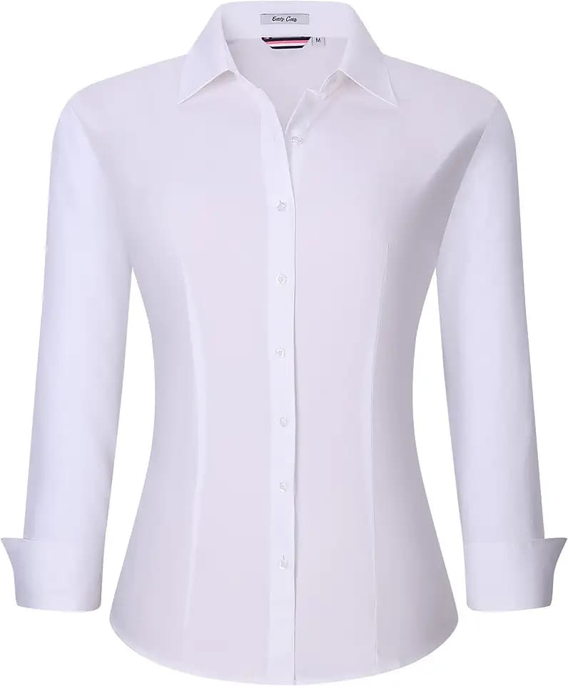 Alex Vando Womens Bamboo Button Down Wrinkle Free Bsusiness Casual Shirt