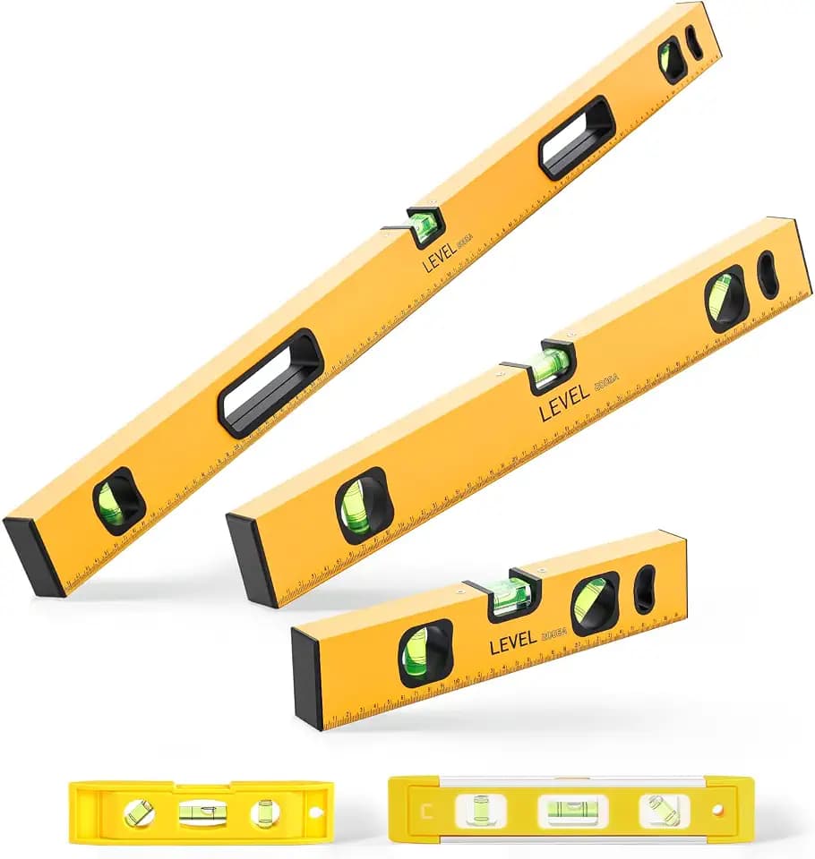 Kingdder 5 Piece Spirit Level Set, Magnetic Torpedo Level, Yellow