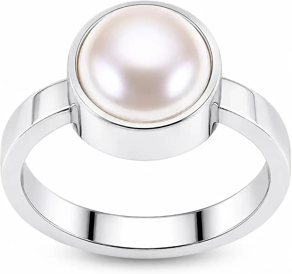 Natural South Sea Pearl Ring, Sterling Silver 8.25 Carat