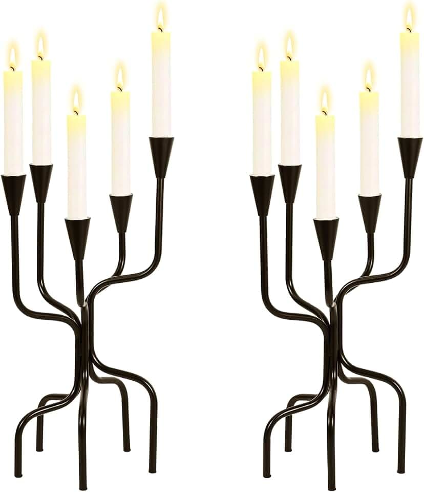 Kerzenständer mit 5 Armen, 40,6 cm hoch, schwarz, dekorativer Kerzenhalter für Tischdekoration, formelle Veranstaltungen, Hochzeit, Party, Kirche, Kamin, Heimdekoration (Schwarz1)