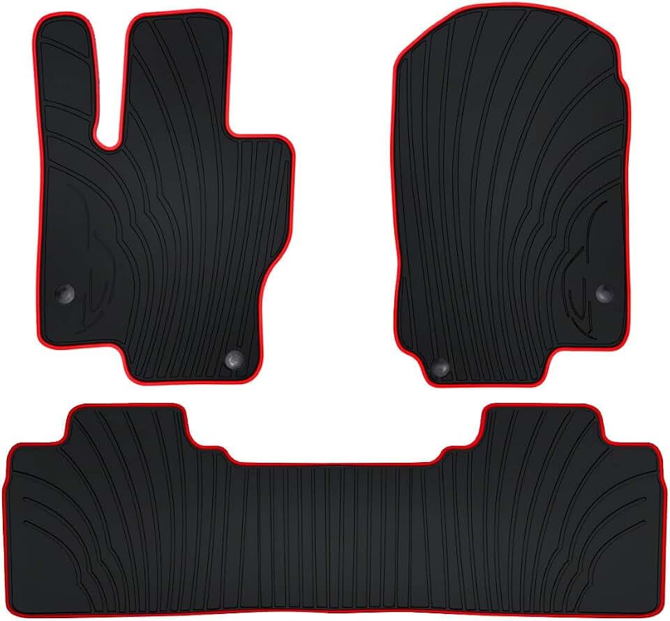 Car Floor Mats for Mercedes-Benz GLE 350 450 580 43/53/63 AMG 2020-2026 Custom Fit (NOT for Couple) Rubber Black and Red Auto Floor Liners Set All Weather Protection Odorless