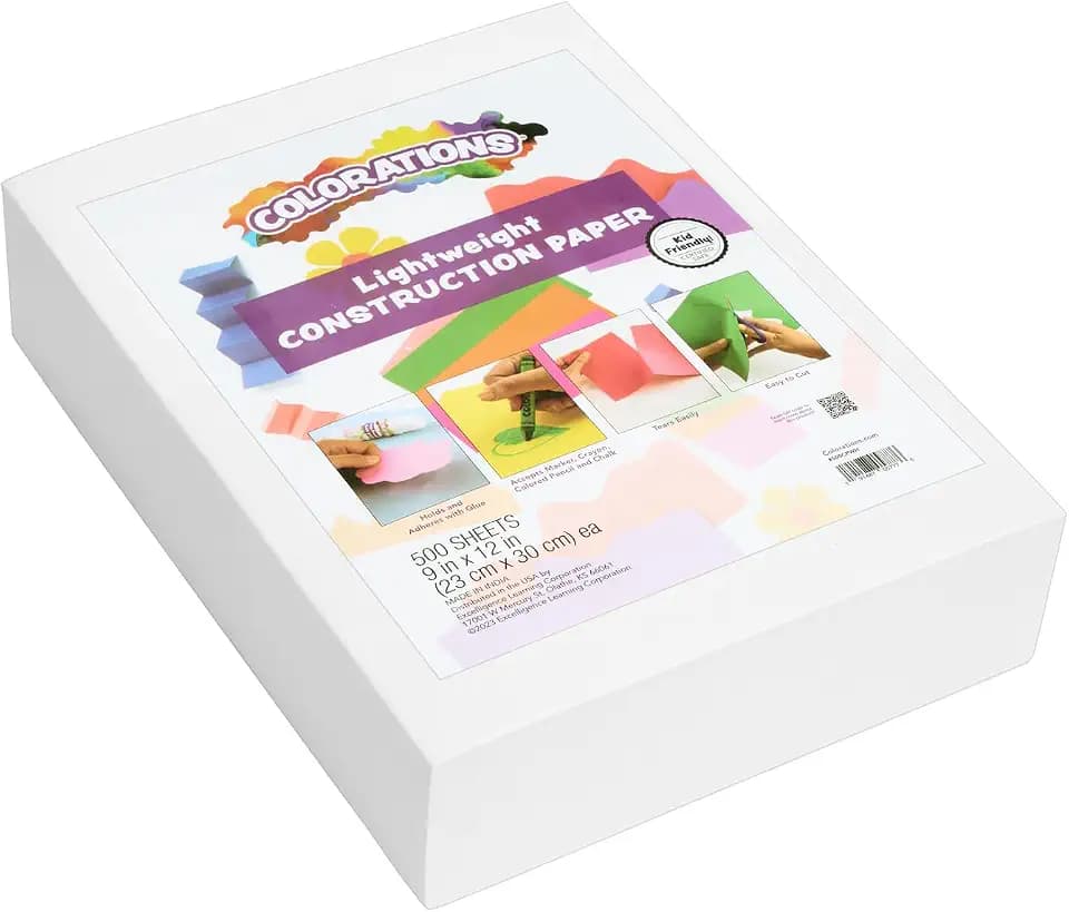 Colorations Off-White Lightweight Construction Paper, 500 Sheets, 9" x 12"