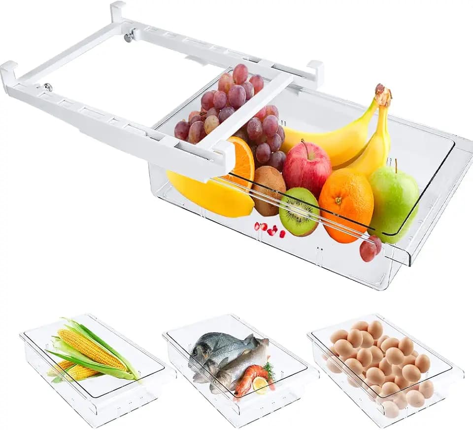 Kühlschrank Organizer Ausziehbar - Schublade Mit Griff Für Gemüse Und Obst - Durchsichtige Aufbewahrungsbox