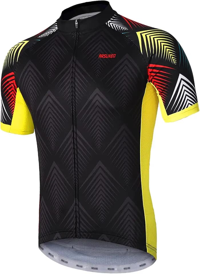 ARSUXEO Herren Radtrikot mit Kurzen äRmeln, MTB-Trikot, Helles Fahrrad-T-Shirt, Atmungsaktives Radoberteil ZY84