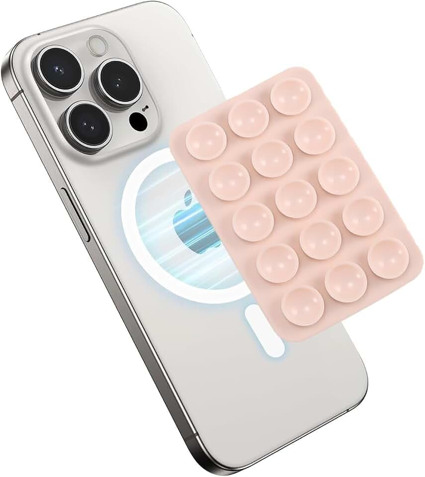 Magnetic Suction Phone Mount for MagSafe Case, Removable Octo Suction Cup Buddy Grip Holder for iPhone, Hands-Free Selfie/Video/Makeup/Live Streaming for TikTok & Instagram Influencers (Pink)