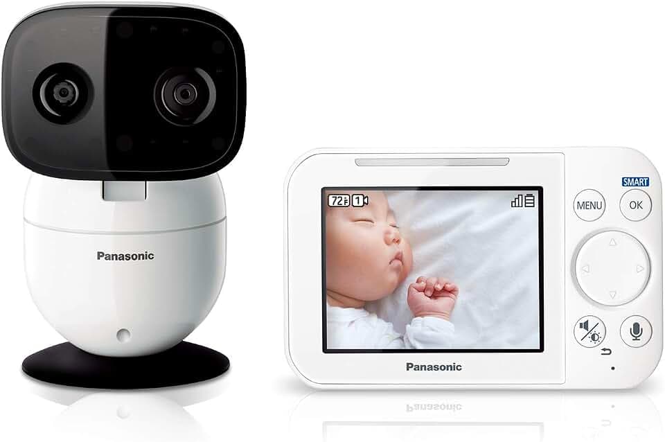 Panasonic Baby Monitor with Camera and Audio, 3.5” Color Video, Extra Long Range, Secure Connection, 2-Way Talk, Soothing Sounds, Remote Pan, Tilt, Zoom - 1 Camera - KX-HN4101W (White)