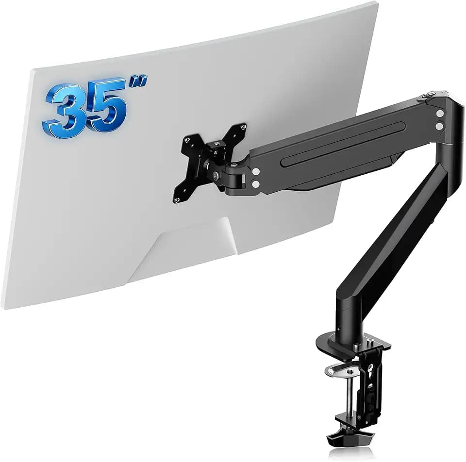 suptek Monitor Halterung Höhenverstellbarer Gasfeder-Monitorarm für 17-35 Zoll Bildschirme, VESA 75/100 mm, bis zu 11 kg, Ergonomischer Bildschirmhalterung 1 Monitor Einarm-Desktop- Monitorhalterung
