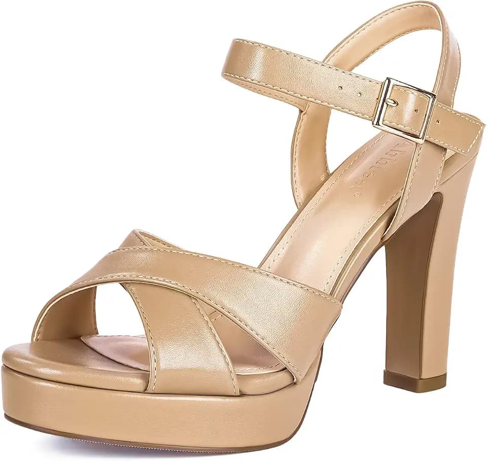 Platform High Heels for Women Chunky Heel Open Toe Wedge Shoes