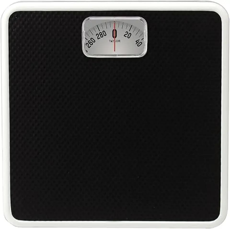 Taylor Analog Bathroom Scale for Body Weight, 300 lb Capacity, White/Black