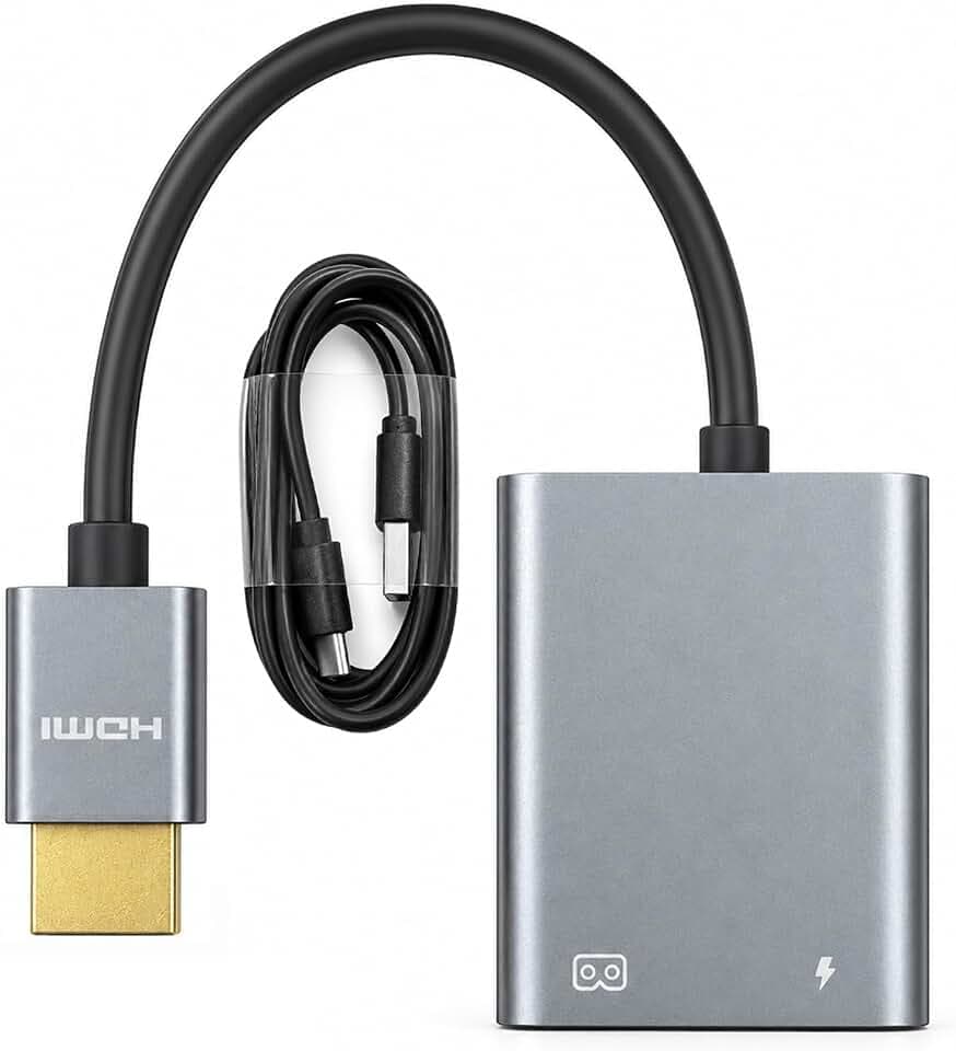 ubrokeifixit HDMI to USB-C Adapter Unidirectional HDMI Male (Source) to USB-C Female (Display) Adapter for AR Glasses,Switch,Xbox,Laptop,PC,4K 60Hz Portable Monitor (Gray)