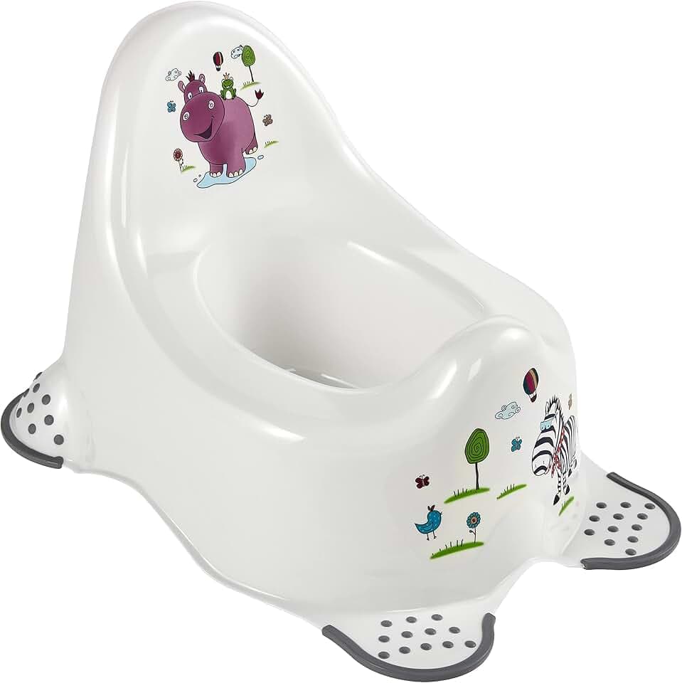 keeeper Hippo Babytopf, Ab ca. 18 Monate bis ca. 3 Jahre, Anti-Rutsch-Funktion, Adam, Weiß