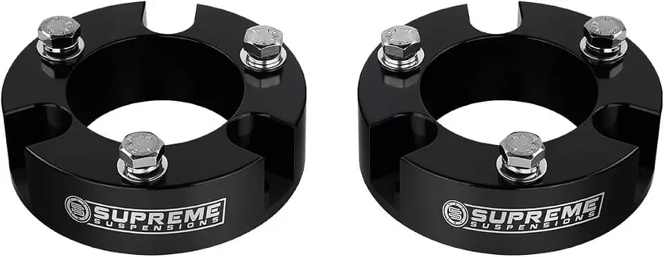Supreme Suspensions - 3" Front Leveling Kit for 1999-2006 Toyota Tundra and 2000-2007 Toyota Sequoia 2WD/4WD - T6 Billet Aluminum Strut Spacers Front Lift Kit (Black)